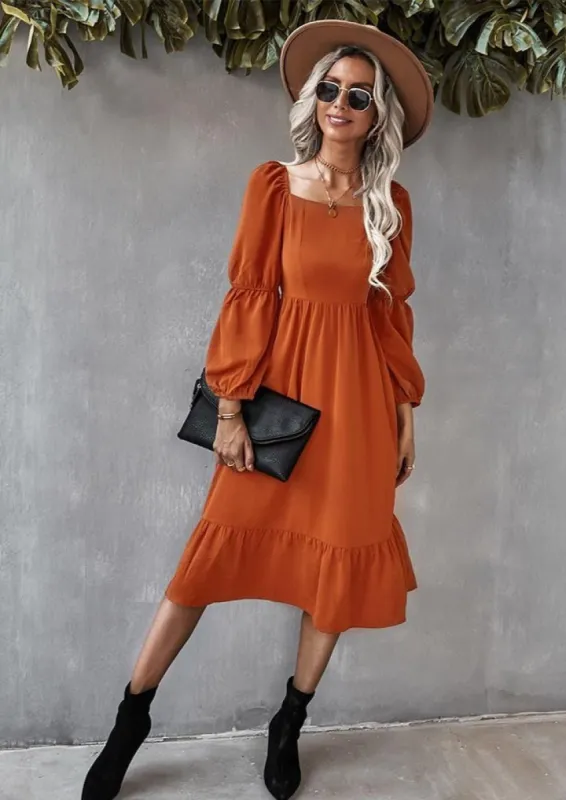 Straight Neck Double Puff Sleeve Dress made by Anna-Kaci