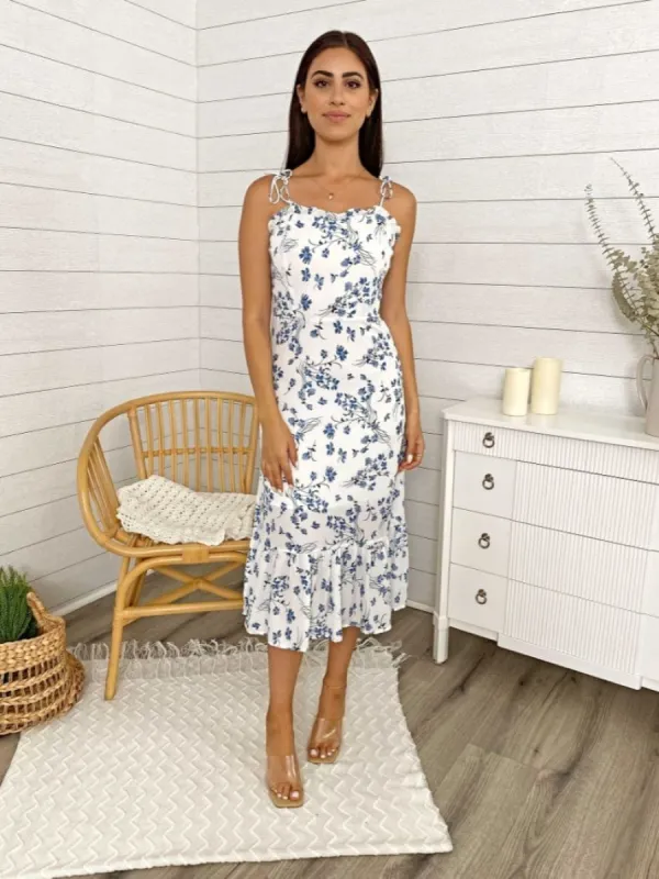 Adjustable Strap Floral Print Midi Dress sold by Anna-Kaci
