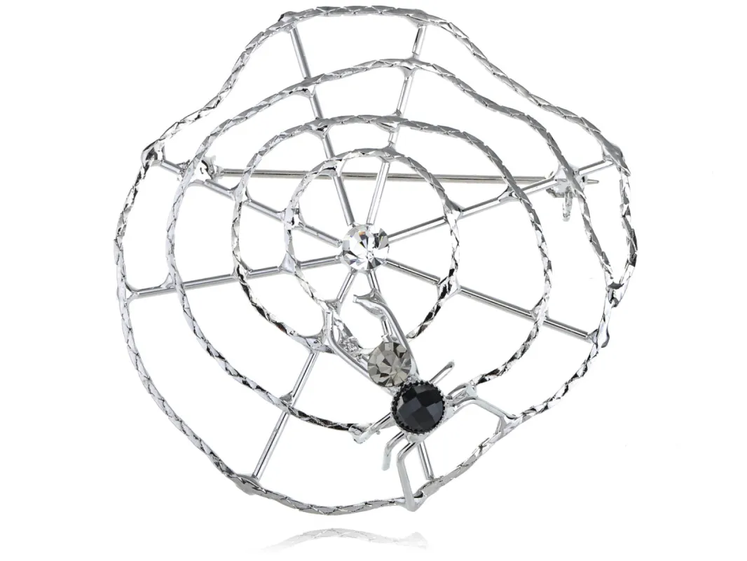 Spider & Web Crawl Insect Bug Pin Brooch sold by Anna-Kaci
