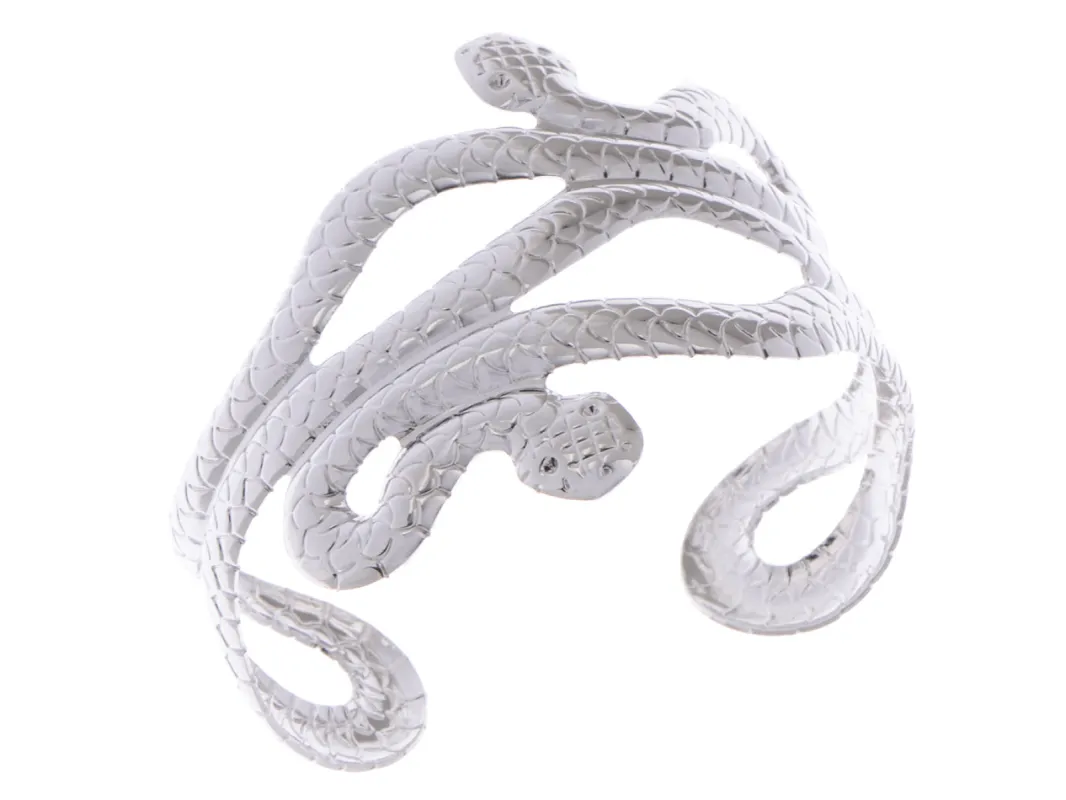 Asian Carved Twin Dancing Snakes Bracelet sold by Anna-Kaci