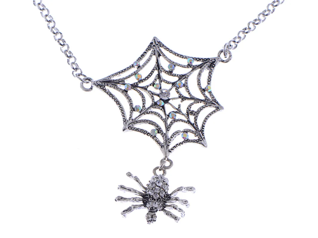 Spider Lily Web Pendant Necklace Gun Ab sold by Anna-Kaci