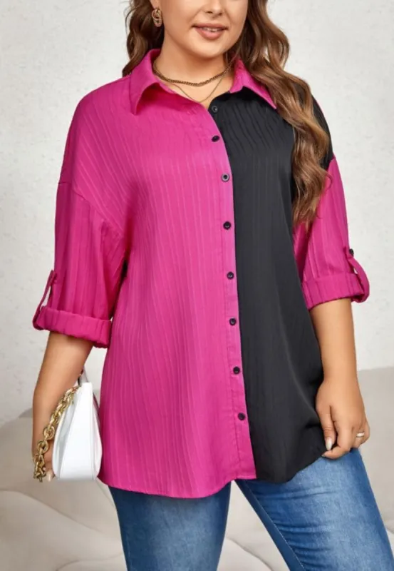 Plus Two Tone Textured Shirt sold by Anna-Kaci