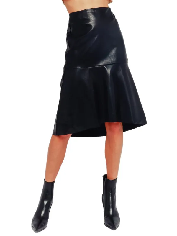 Faux Leather A-line Midi Skirt sold by Anna-Kaci