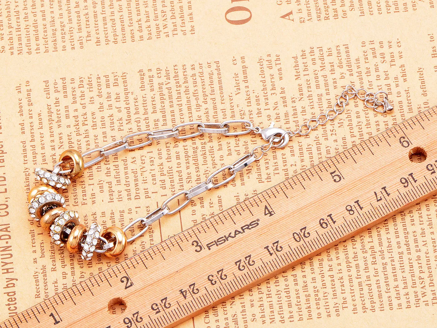 Plated Disc Charm Link Bracelet sold by Anna-Kaci product image thumbnail 3