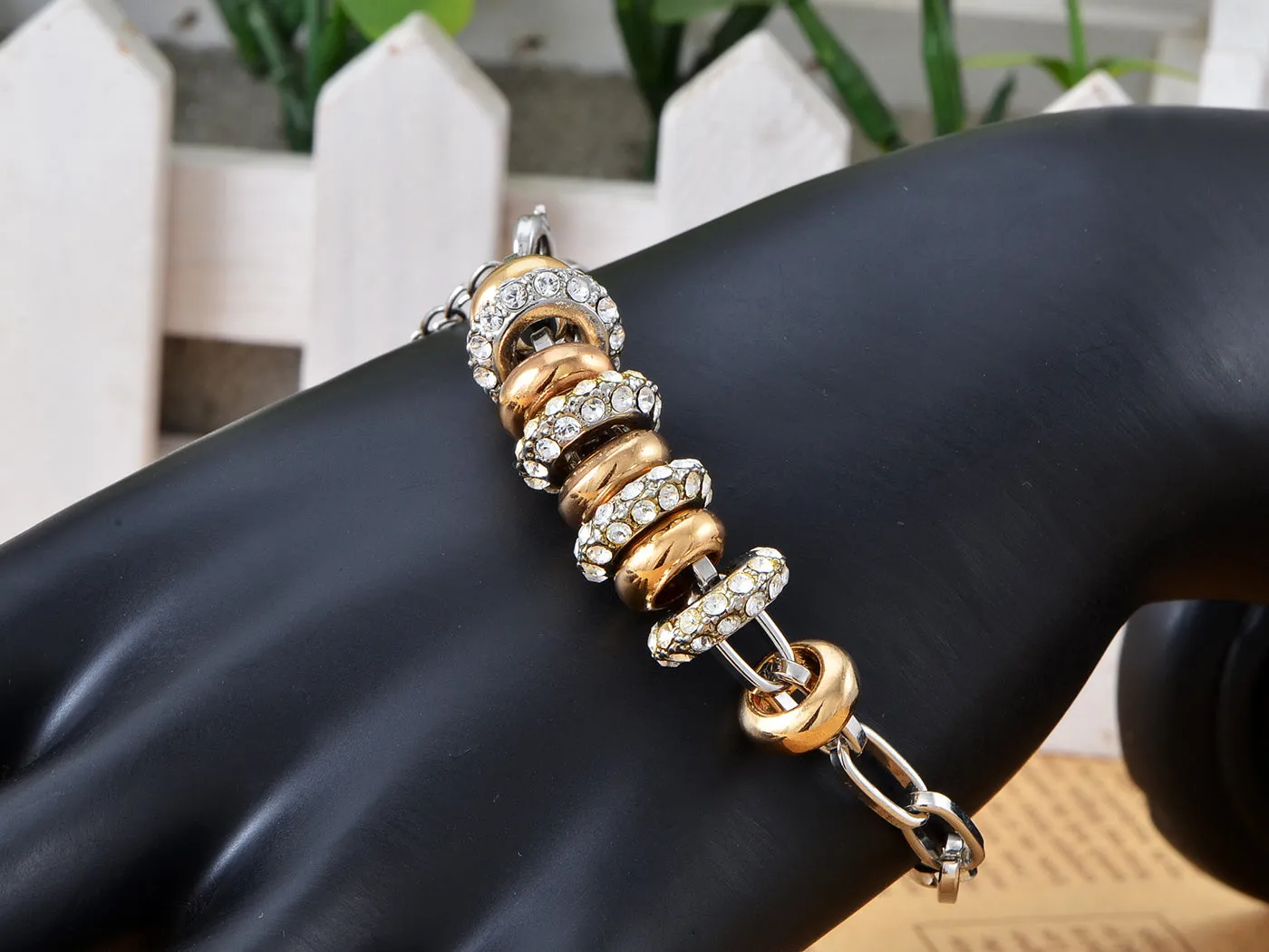 Plated Disc Charm Link Bracelet sold by Anna-Kaci product image thumbnail 2
