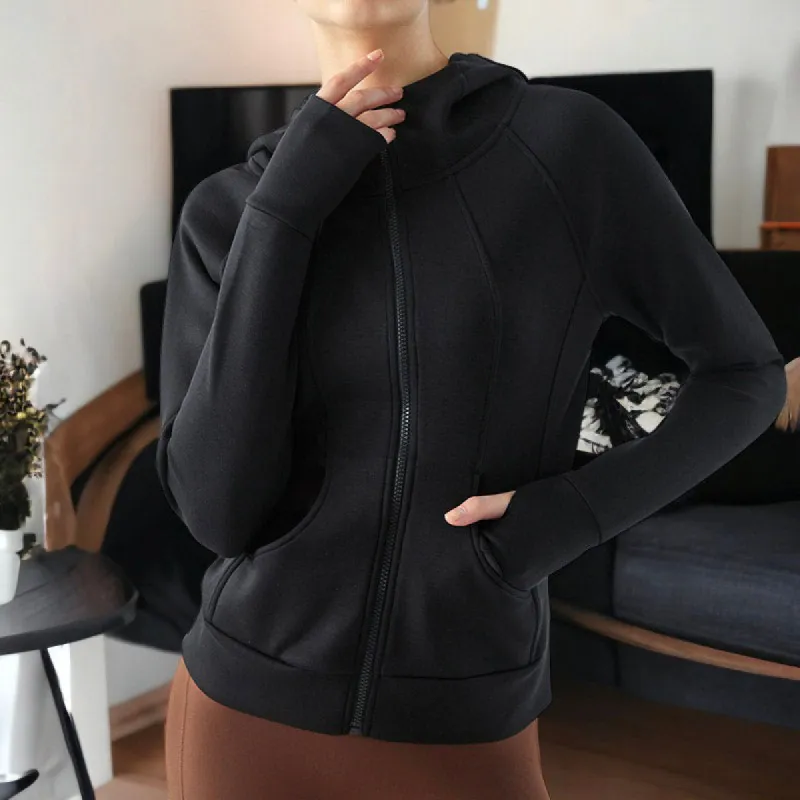 Long Sleeve Loose Zipper Hooded Sweat Jacket sold by Anna-Kaci