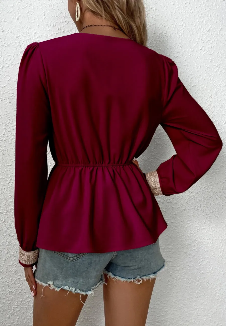 Contrast Lace Peplum Blouse sold by Anna-Kaci product image thumbnail 4