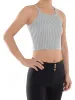 Anna-Kaci Slim Non-Restrictive Stretch Spaghetti Strap Ribbed Knit Crop Tank Top sold by Anna-Kaci
