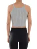 Anna-Kaci Slim Non-Restrictive Stretch Spaghetti Strap Ribbed Knit Crop Tank Top sold by Anna-Kaci