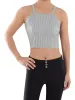 Anna-Kaci Slim Non-Restrictive Stretch Spaghetti Strap Ribbed Knit Crop Tank Top sold by Anna-Kaci
