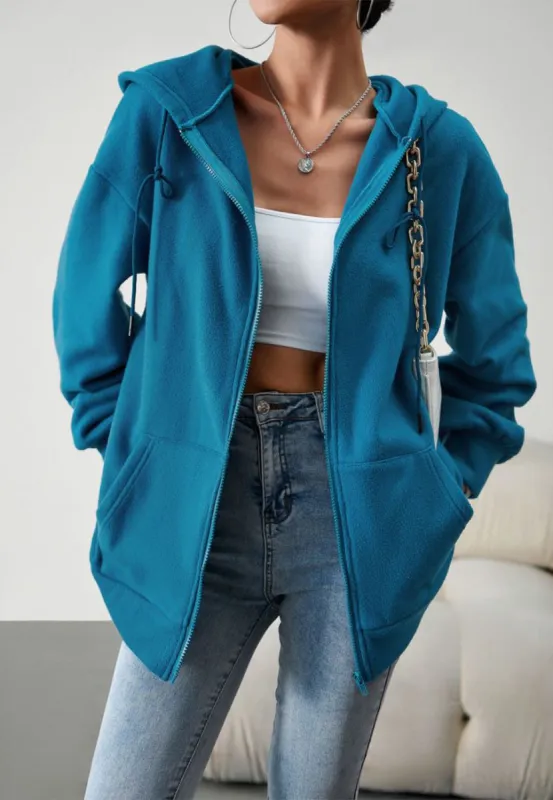 Classic Zip-Up Drop Shoulder Jacket sold by Anna-Kaci