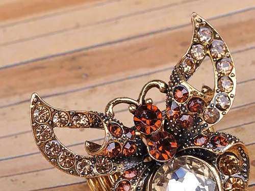 Antique Gold Topaz Folded Wing Butterfly Moth Bug Ring sold by Anna-Kaci product image thumbnail 5