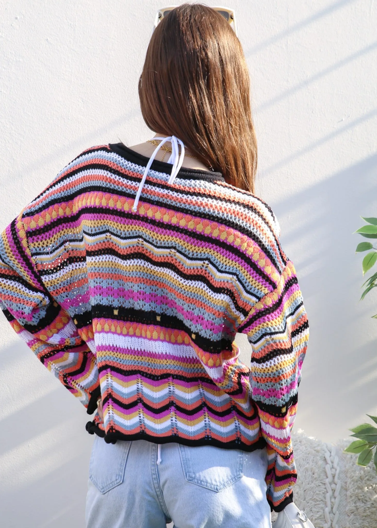 Multicolor Geometric Striped Sweater sold by Anna-Kaci product image thumbnail 4