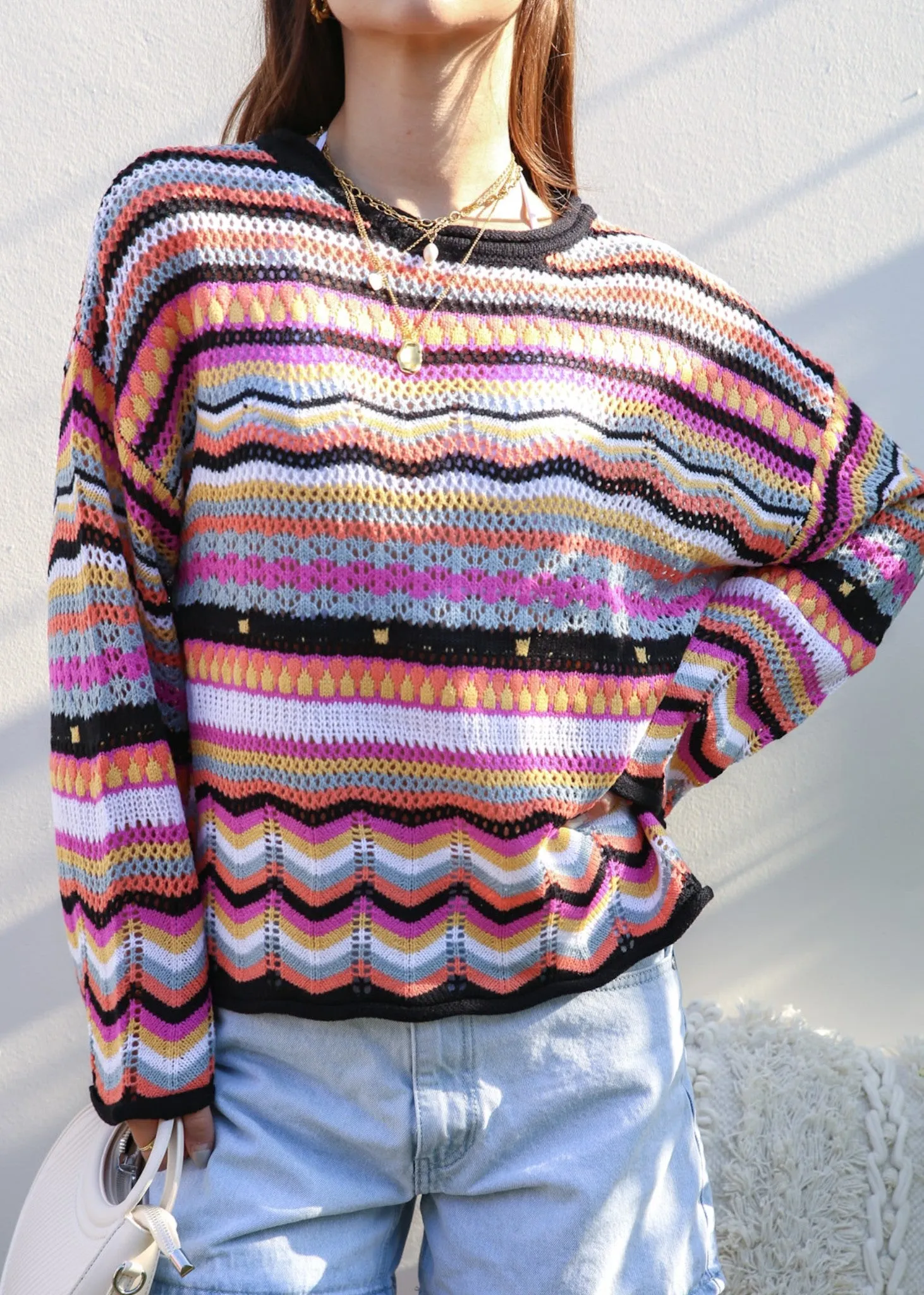 Multicolor Geometric Striped Sweater sold by Anna-Kaci product image thumbnail 5