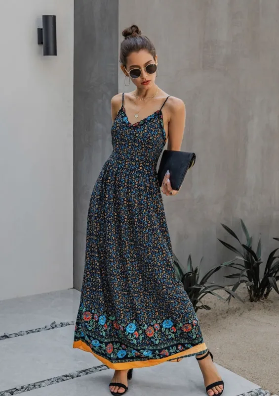 Floral Print V Neck Maxi Dress sold by Anna-Kaci