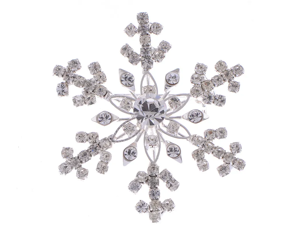 Winter Festive Snowflake Brooch Pin sold by Anna-Kaci