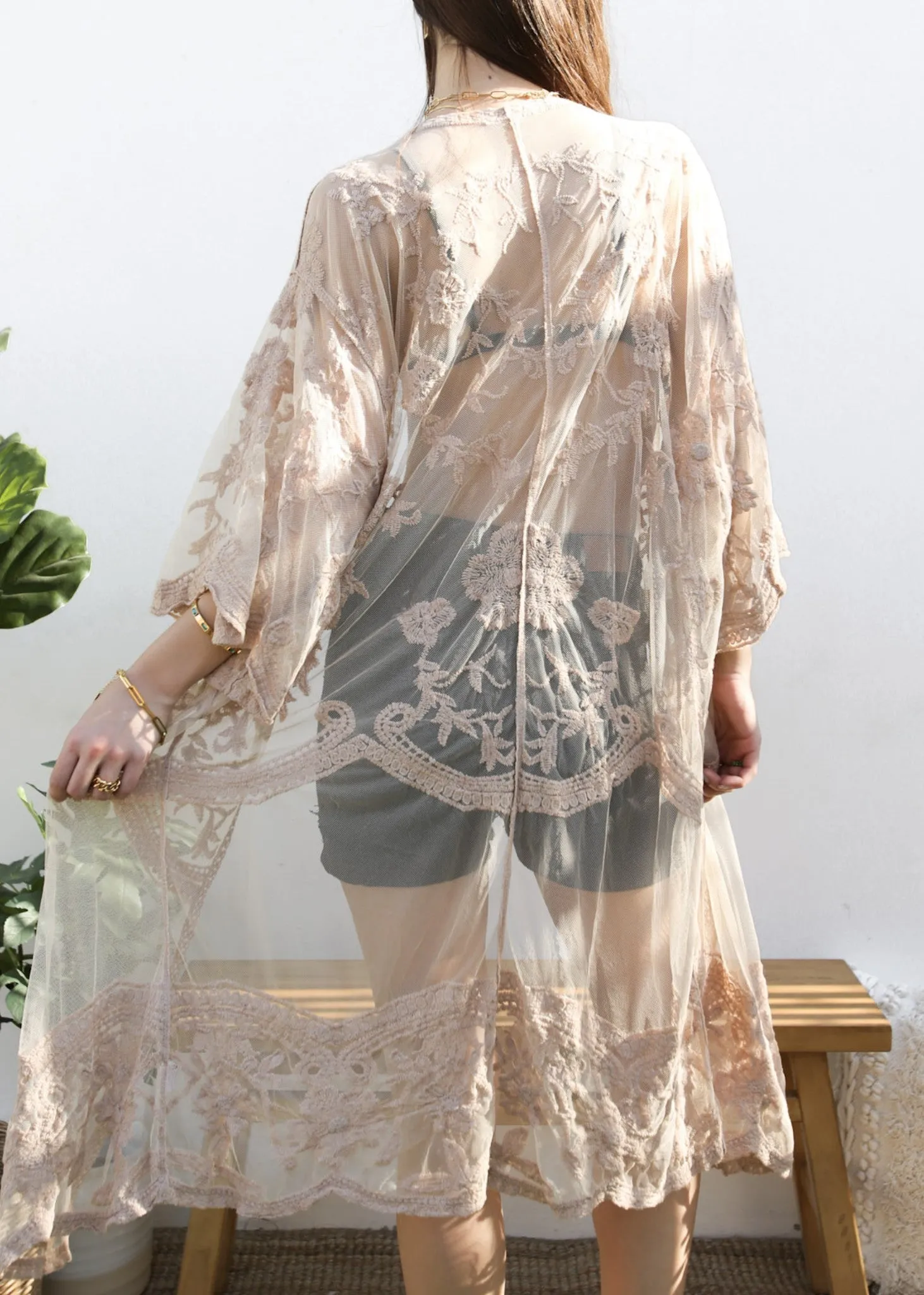 Embroidered Floral Butterfly Kimono Cover Up Cardigan sold by Anna-Kaci product image thumbnail 5