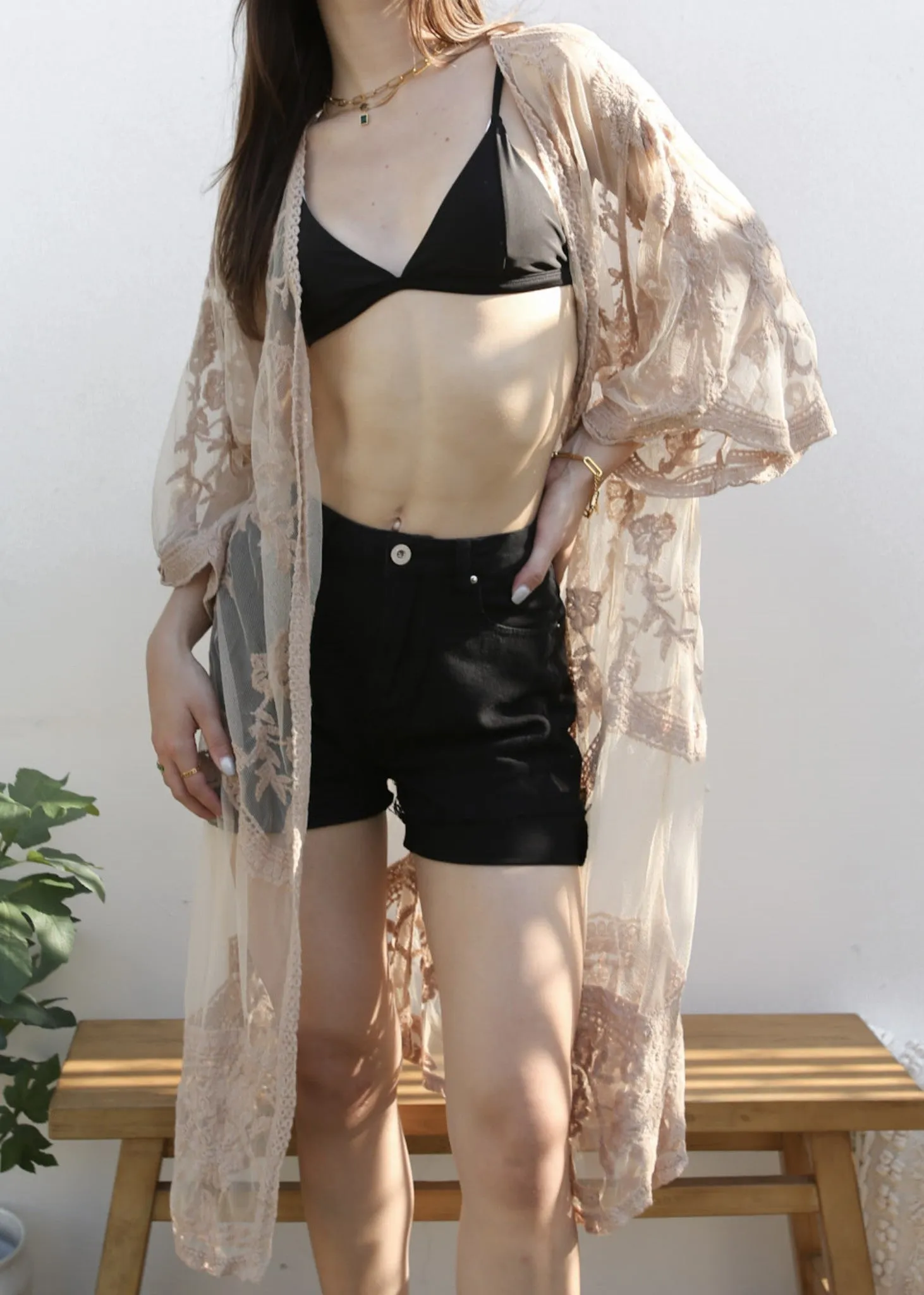 Embroidered Floral Butterfly Kimono Cover Up Cardigan sold by Anna-Kaci product image thumbnail 3