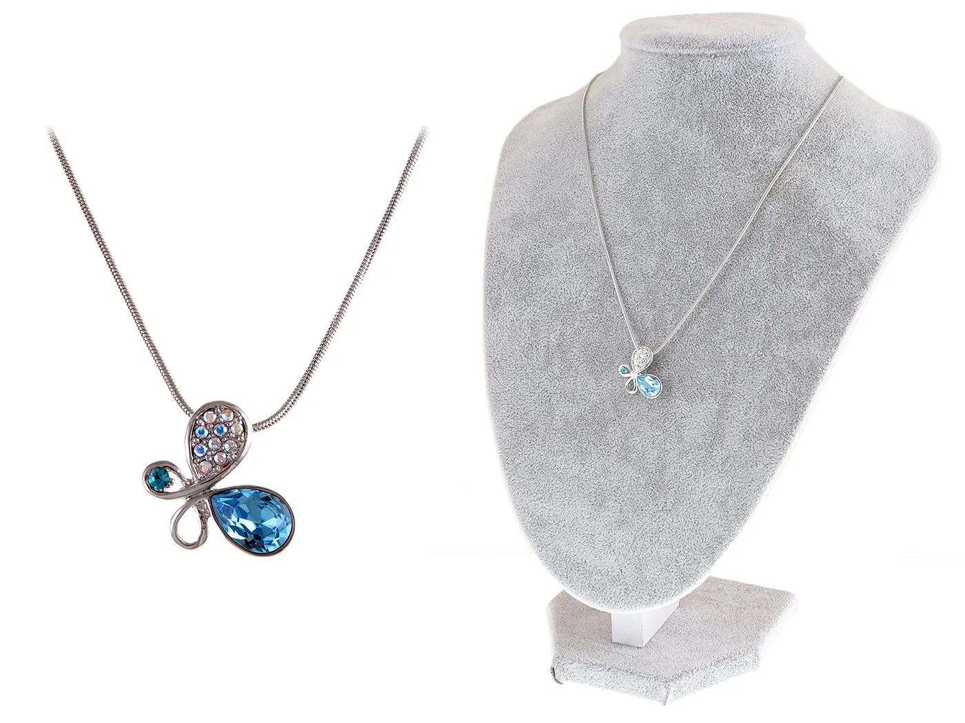 Swarovski Crystal Element Sapphire Ab Ss Abstract Butterfly Pendant Necklace sold by Anna-Kaci product image thumbnail 5