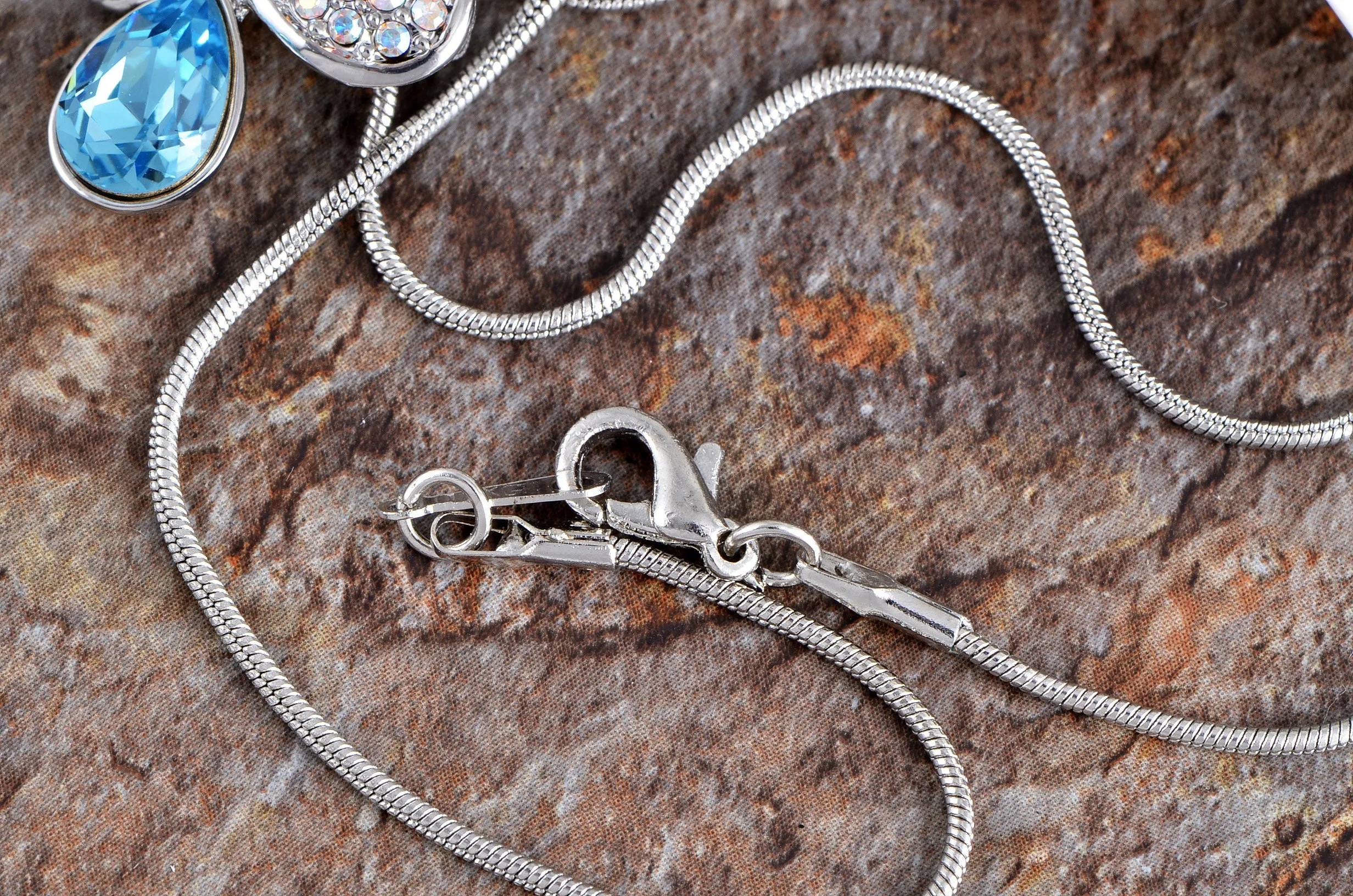 Swarovski Crystal Element Sapphire Ab Ss Abstract Butterfly Pendant Necklace sold by Anna-Kaci product image thumbnail 4