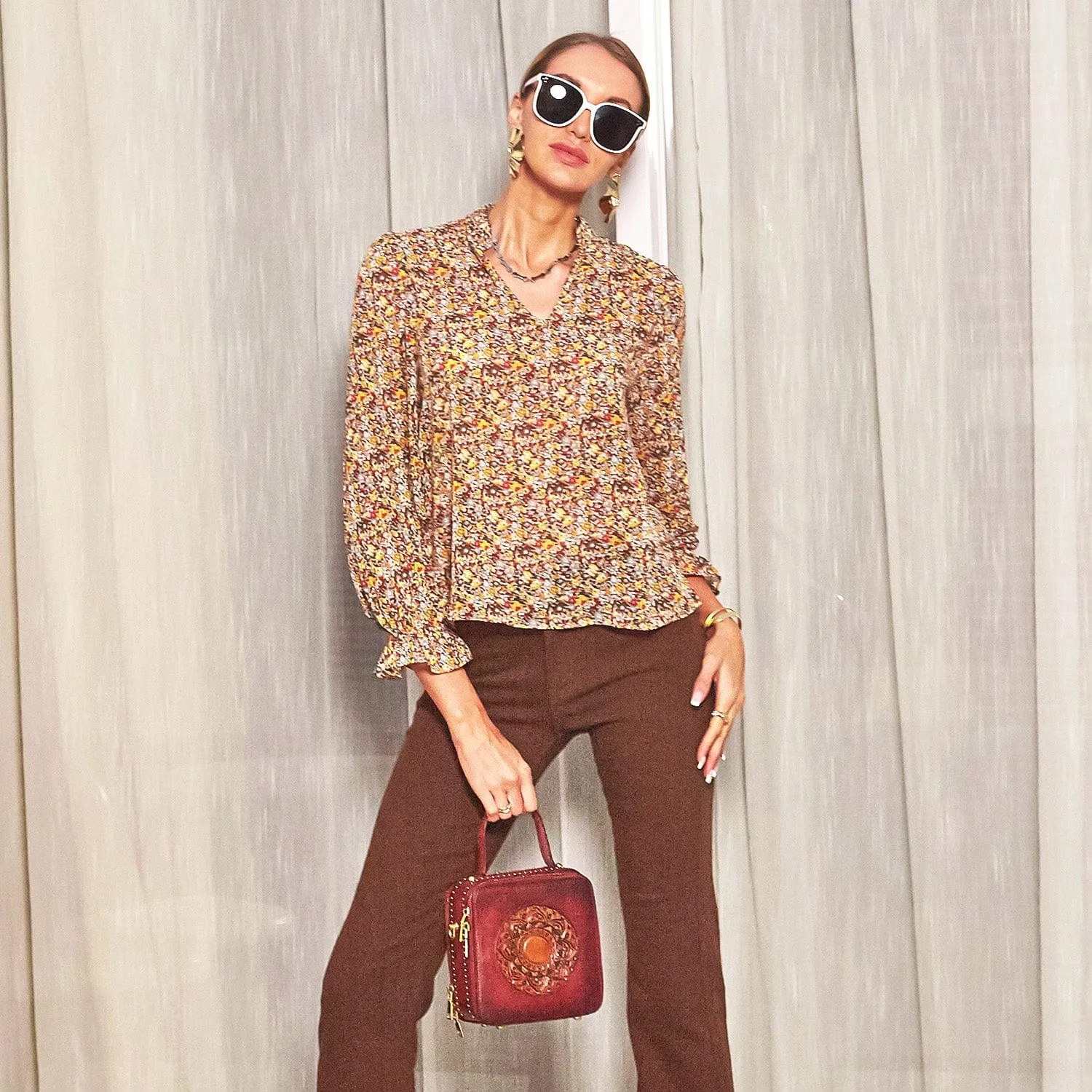 Colorful Floral Print Blouse sold by Anna-Kaci product image thumbnail 3