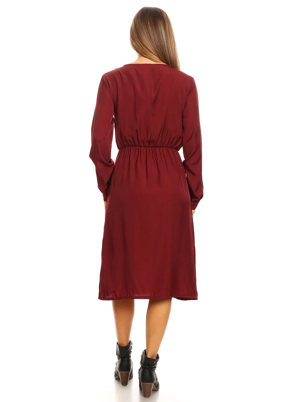 Long-Sleeve Button Down Swing Dress sold by Anna-Kaci product image thumbnail 4