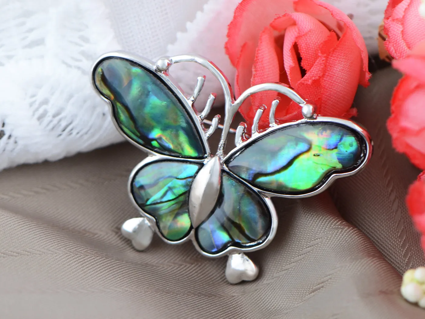 Abalone Colored Dark Butterfly Insect Wings Brooch Pin sold by Anna-Kaci product image thumbnail 2