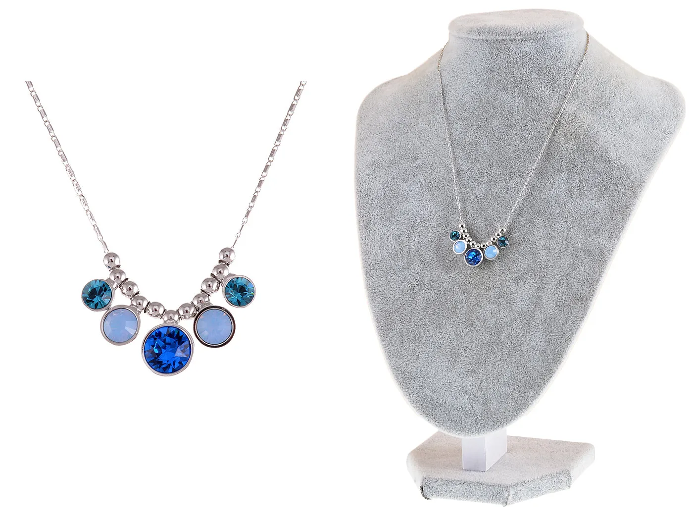 Swarovski Crystal Blue Milk Opal Zircon Bead Spotlights Dangle Necklace Jewelry sold by Anna-Kaci product image thumbnail 5