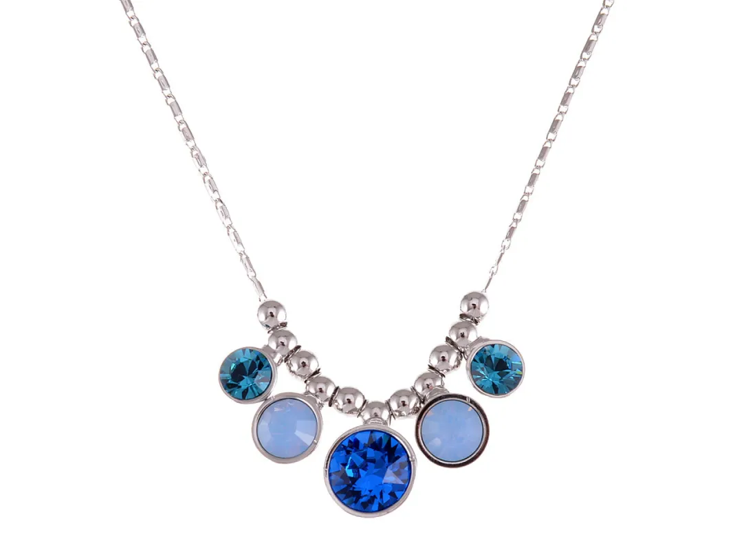 Swarovski Crystal Blue Milk Opal Zircon Bead Spotlights Dangle Necklace Jewelry sold by Anna-Kaci
