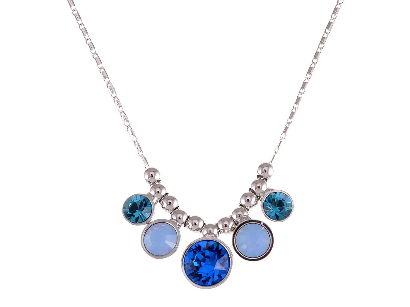 Swarovski Crystal Blue Milk Opal Zircon Bead Spotlights Dangle Necklace Jewelry sold by Anna-Kaci