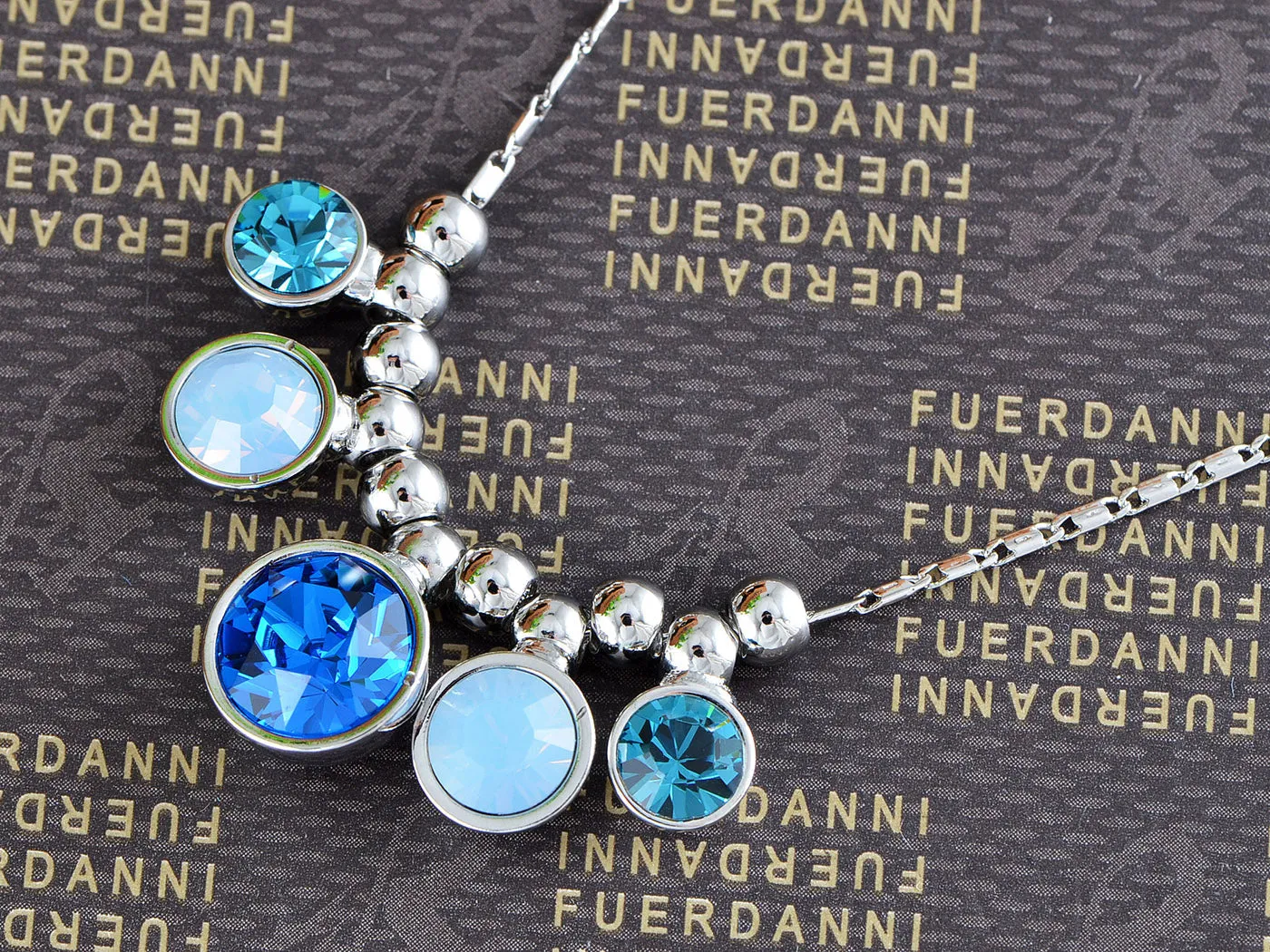 Swarovski Crystal Blue Milk Opal Zircon Bead Spotlights Dangle Necklace Jewelry sold by Anna-Kaci product image thumbnail 2