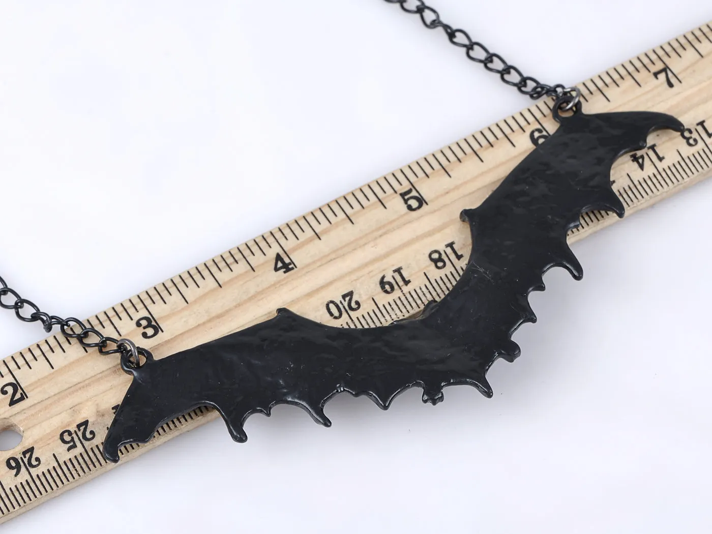 Frightening Halloween Black Enamel Paint Flying Bat Chain Necklace Pendant sold by Anna-Kaci product image thumbnail 3