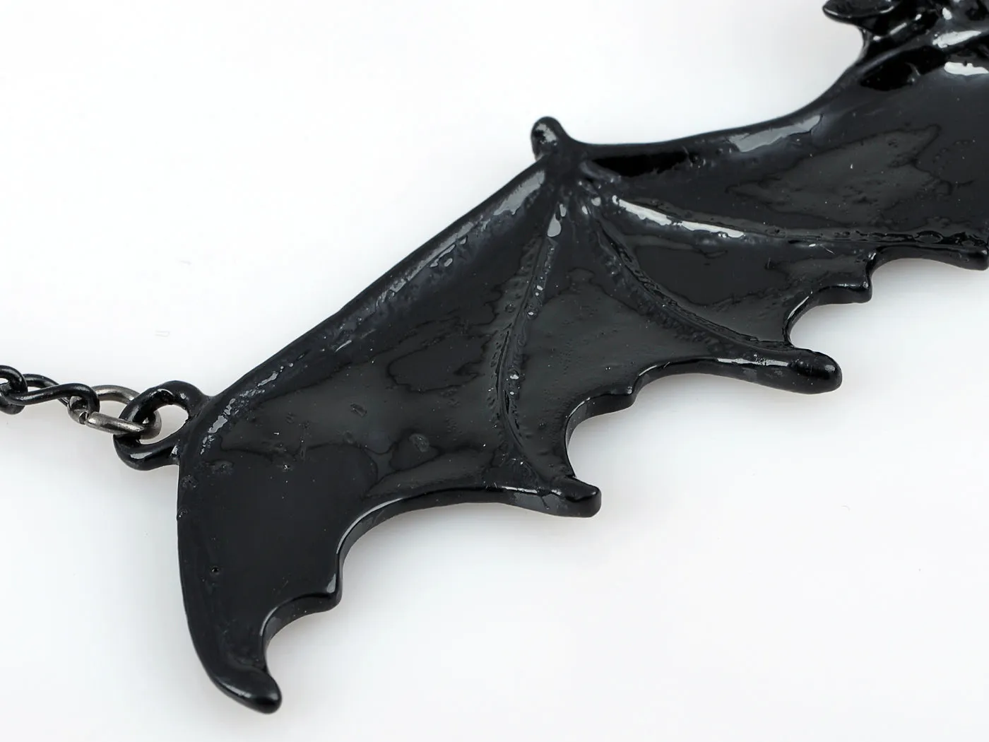 Frightening Halloween Black Enamel Paint Flying Bat Chain Necklace Pendant sold by Anna-Kaci product image thumbnail 4