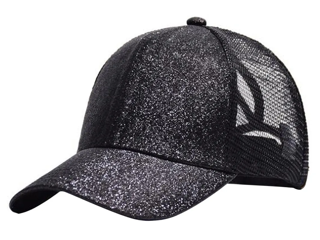 Anna-Kaci Womens Baseball Cap Glitter Ponytail Hat High Messy Bun Ponycap Trucker Dad Hat sold by Anna-Kaci