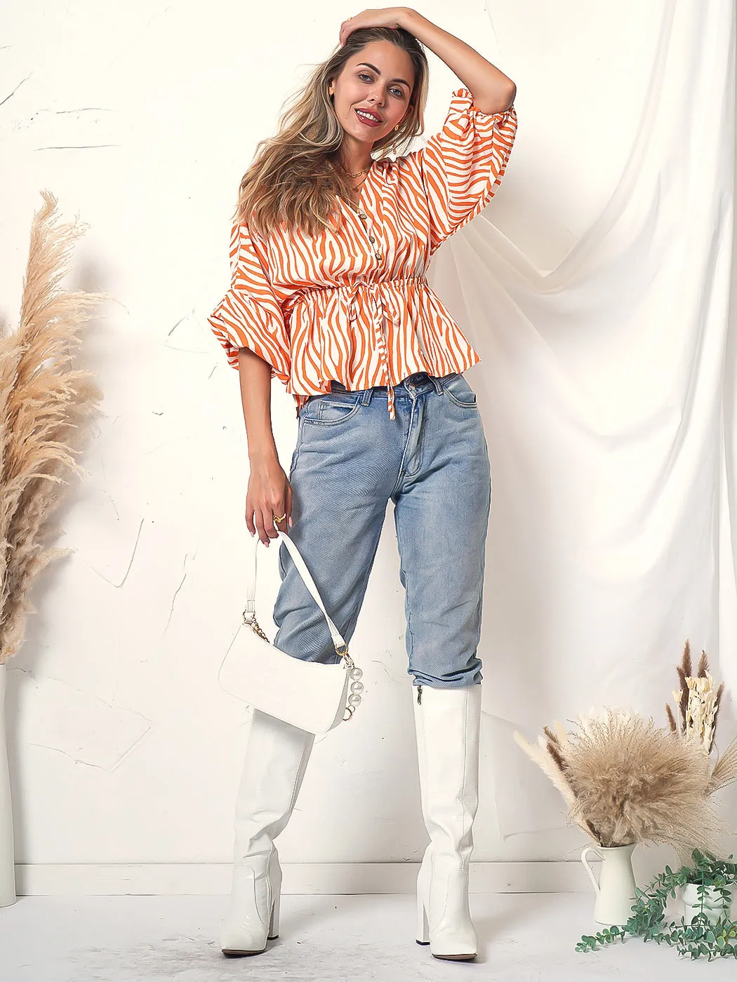 Zebra Print Long Sleeve Button Top sold by Anna-Kaci product image thumbnail 4