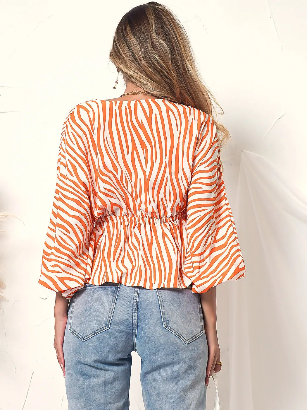 Zebra Print Long Sleeve Button Top sold by Anna-Kaci product image thumbnail 2