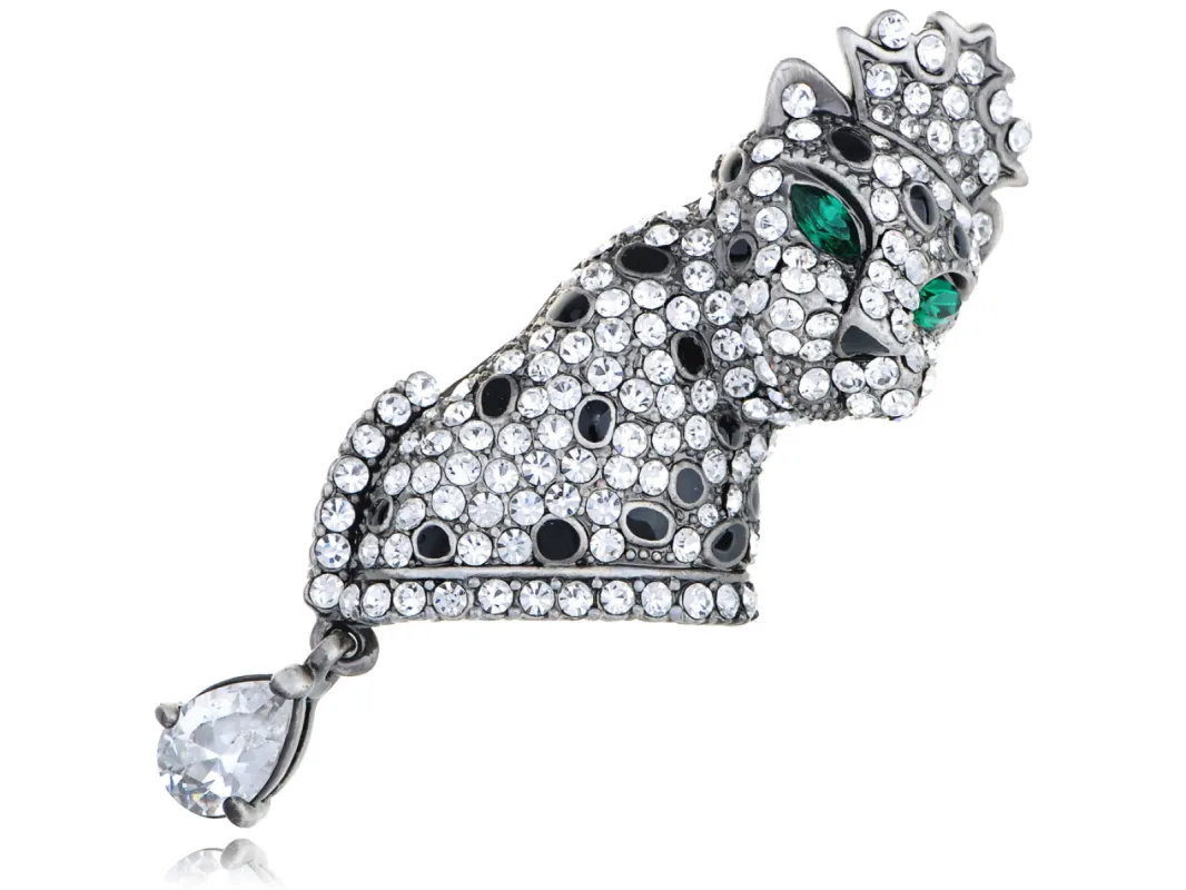 Swarovski Crystal Dazzle Element Leopard King Crown Pin Brooch sold by Anna-Kaci