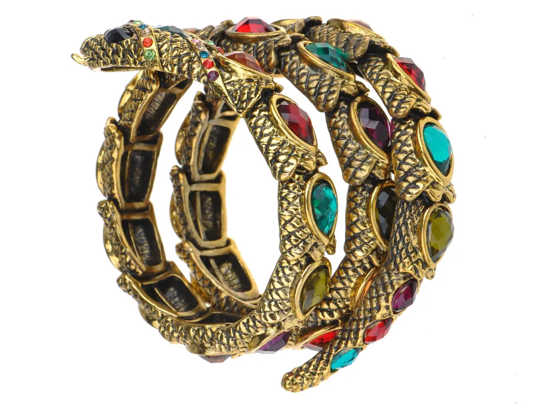 Egyptian Snake Stretchable Cuff Wrap Bracelet sold by Anna-Kaci