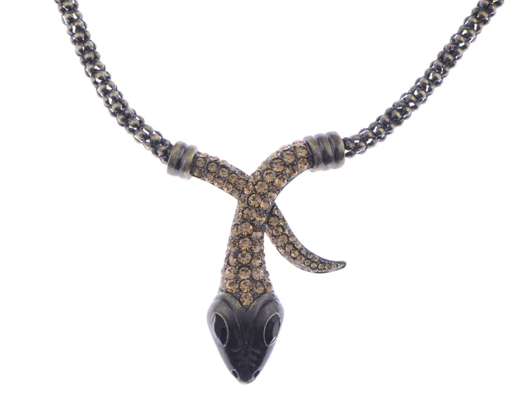 Vintage Gold Black Eye Snake Serpent Wrap Necklace sold by Anna-Kaci