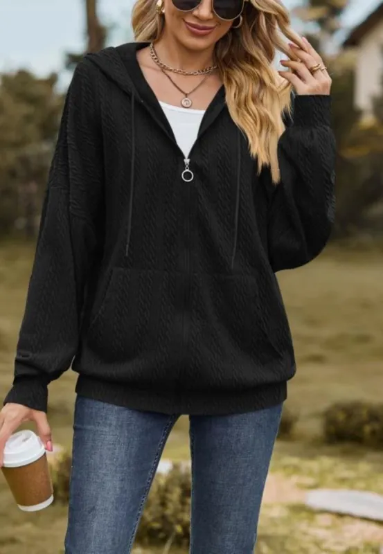 Cable Knit Zip-Up Jacket sold by Anna-Kaci