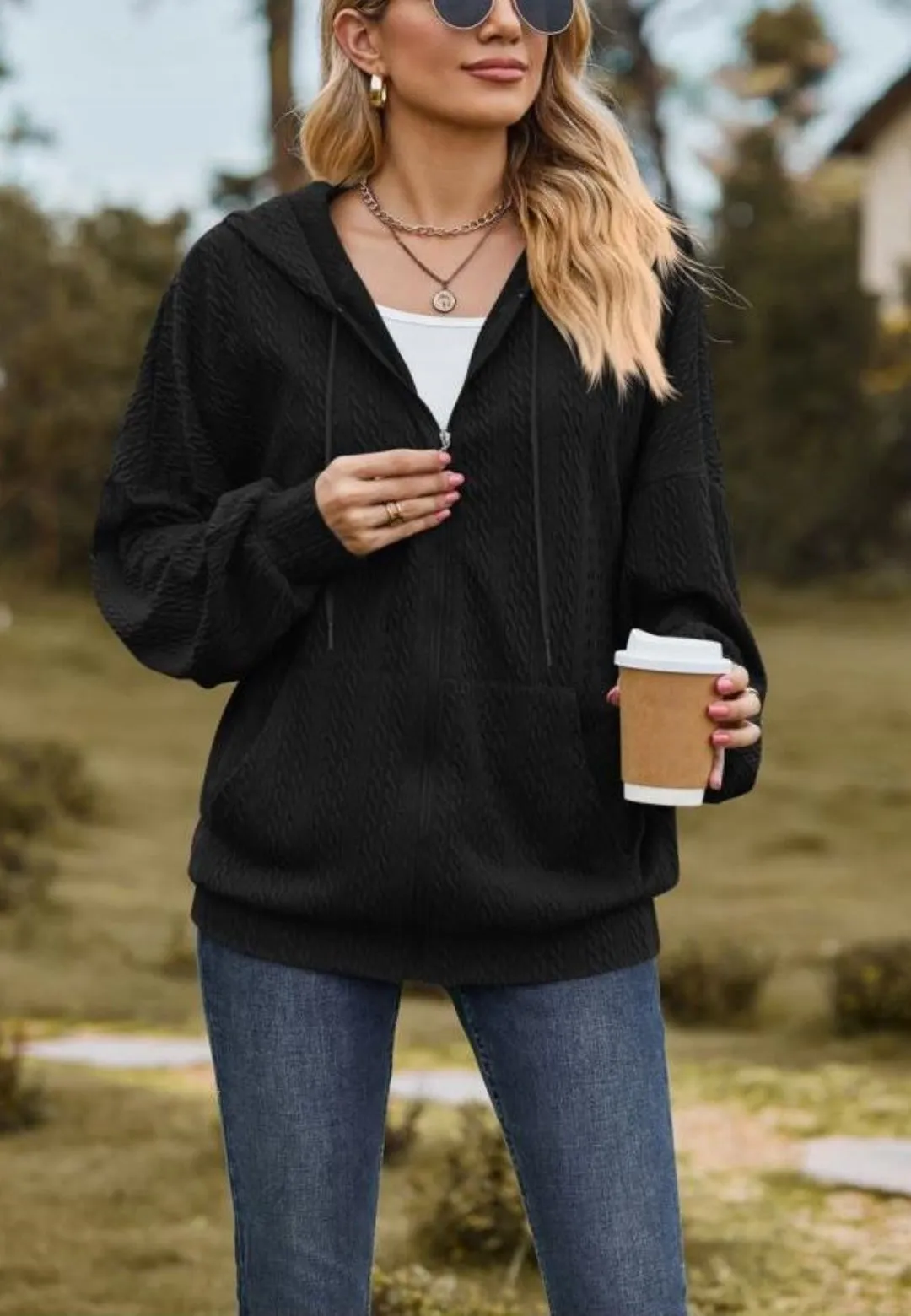 Cable Knit Zip-Up Jacket sold by Anna-Kaci product image thumbnail 5