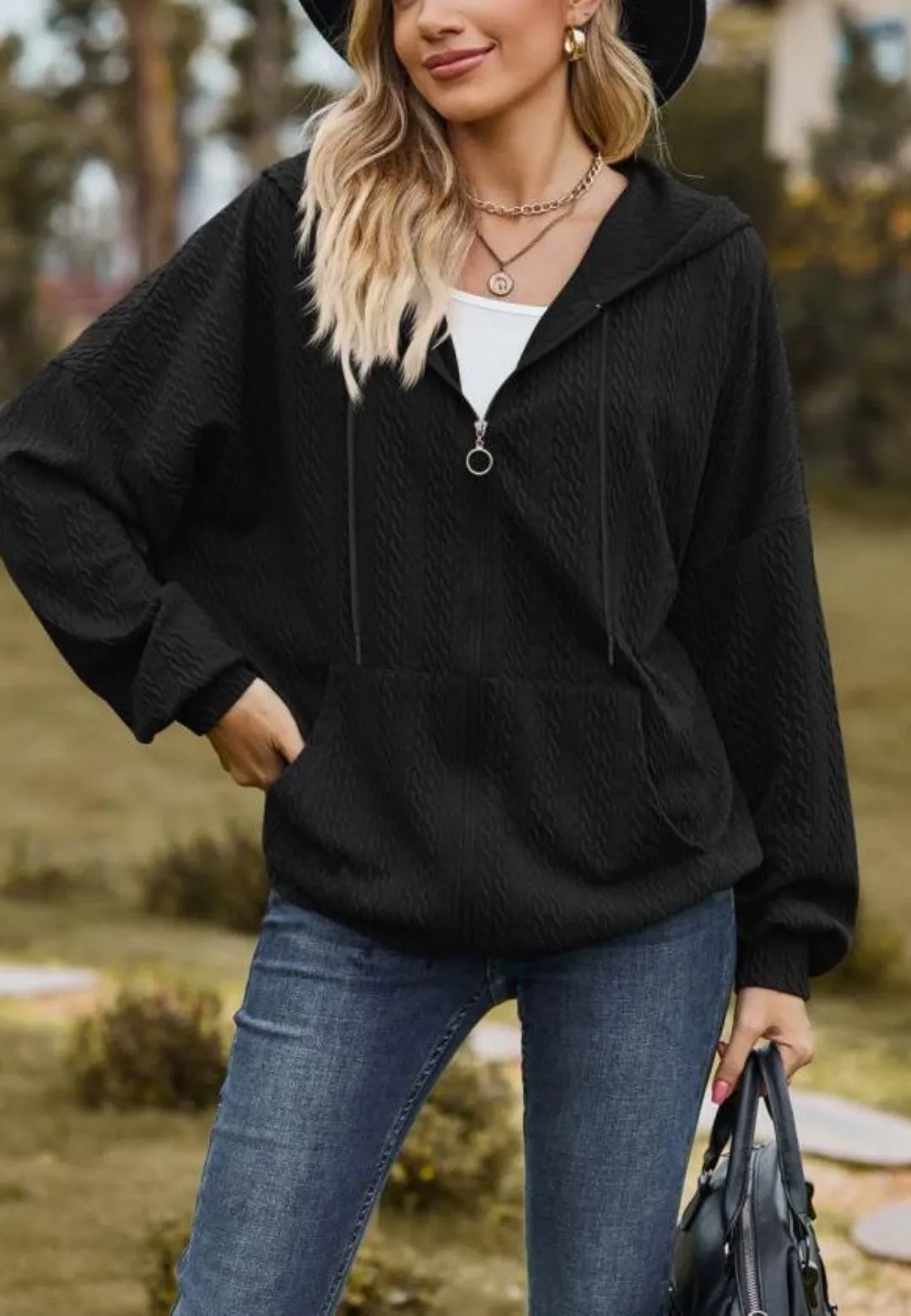 Cable Knit Zip-Up Jacket sold by Anna-Kaci product image thumbnail 3