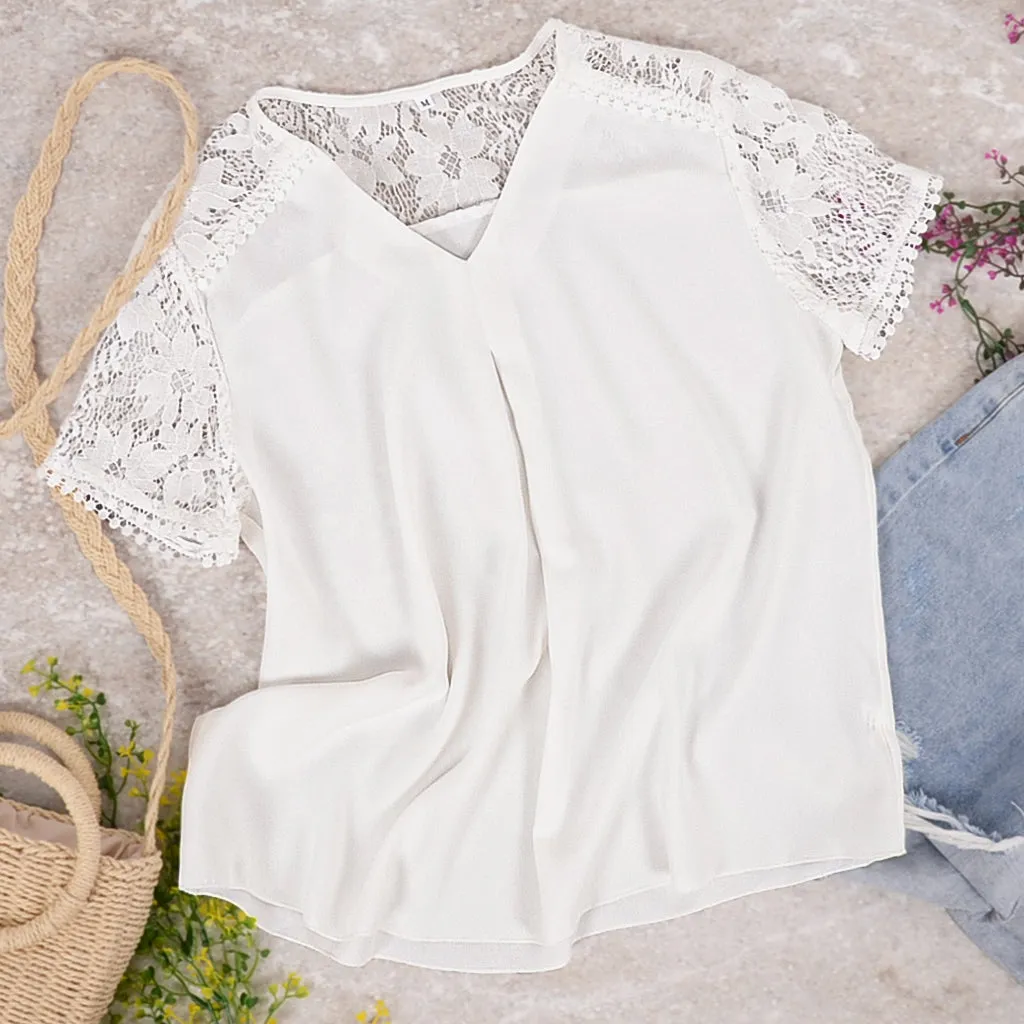 Pleated Lace Sleeve Blouse sold by Anna-Kaci