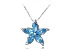 Swarovski Crystal Women's Aquamarine Blue Flower Pendant Necklace With Silver Chain sold by Anna-Kaci