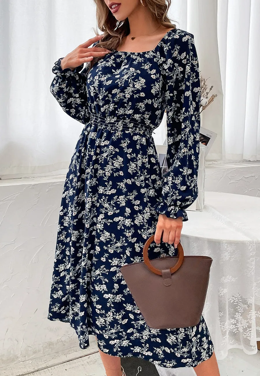 Square Neck Gathered Waist Dress sold by Anna-Kaci