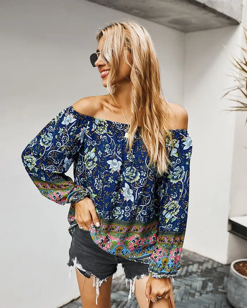 Boho Print Off Shoulder Blouse sold by Anna-Kaci product image thumbnail 5