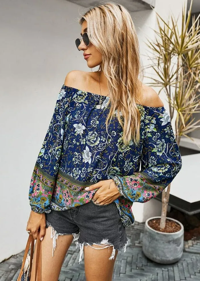 Boho Print Off Shoulder Blouse sold by Anna-Kaci product image thumbnail 2