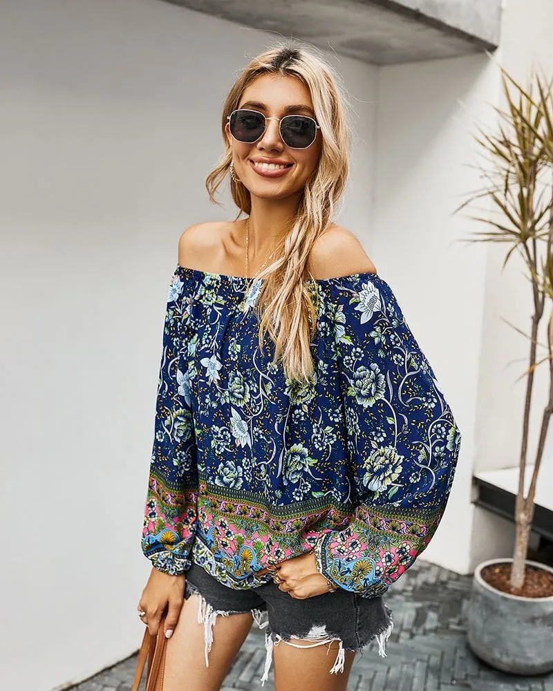 Boho Print Off Shoulder Blouse sold by Anna-Kaci product image thumbnail 3