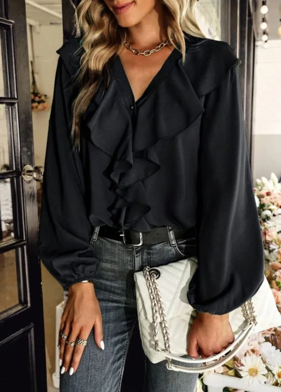 Ruffle Front Vintage Blouse sold by Anna-Kaci