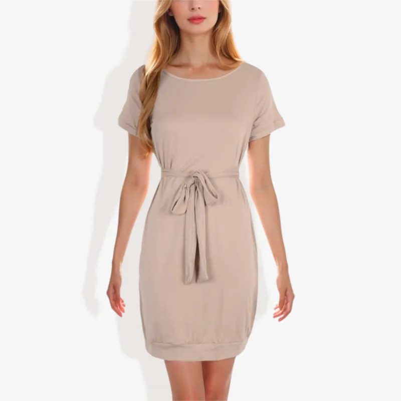 Anna-Kaci Women's Short Sleeve Casual Dress with Waist Tie Comfortable and Versatile Design Perfect for Everyday Wear and Casual Outings sold by Anna-Kaci